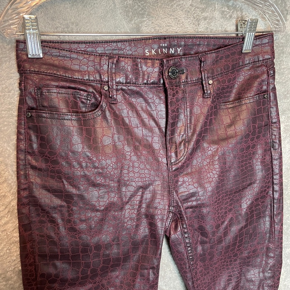WHBM Women Faux Leather Crocodile Skinny Jean Size 2 Edgy Elevated Basic Waxy
